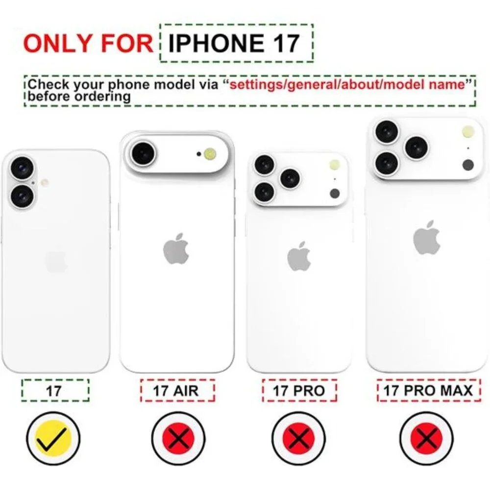 Compatible with iPhone 17 Case with Card Holder Cute Shockproof Drop Protection